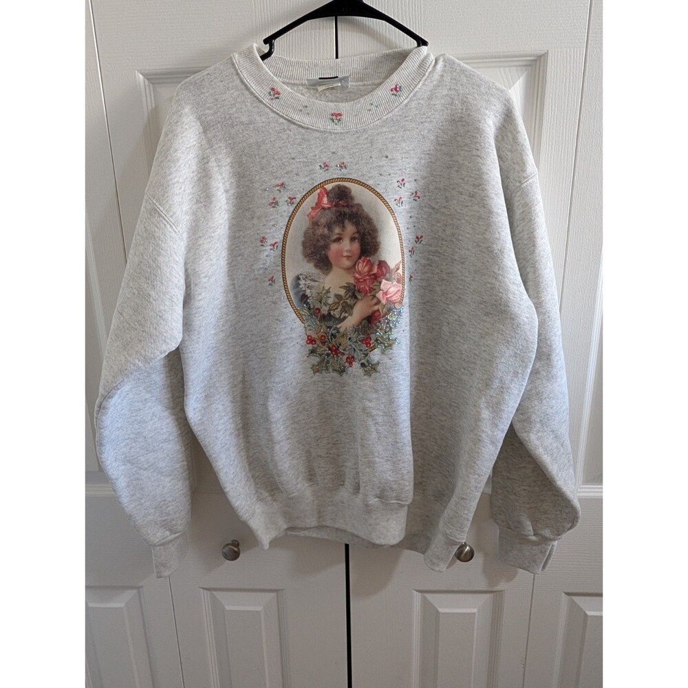 Vintage 90s Lee Womens Heavyweight Sweatshirt Large Made in USA Victorian Girl